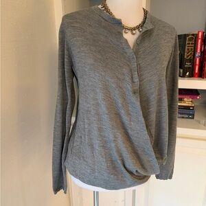 Brunello Cucinelli Ladies Gray Cashmere Sweater Size Large Draped Embellished